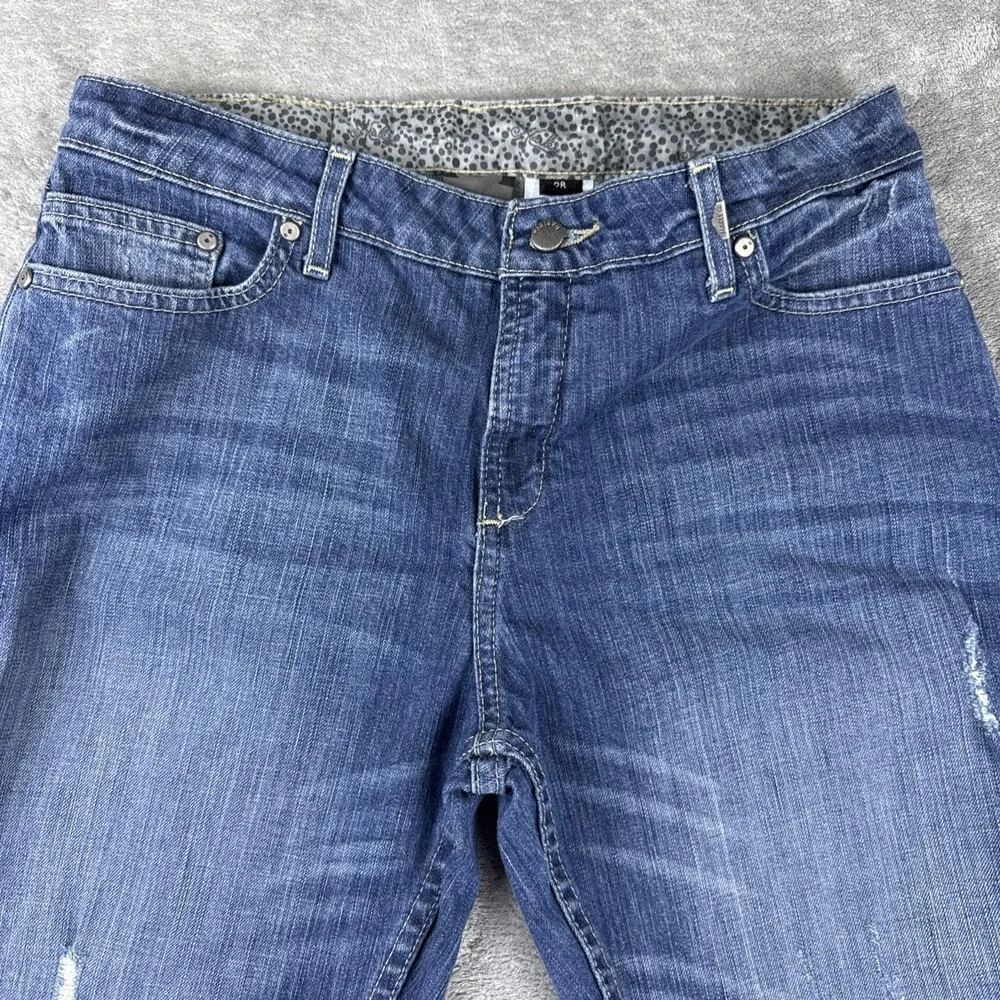 Harley Davidson Capri Jeans Womens 30 Blue Denim Cuffed Low Rise Subtle Distress